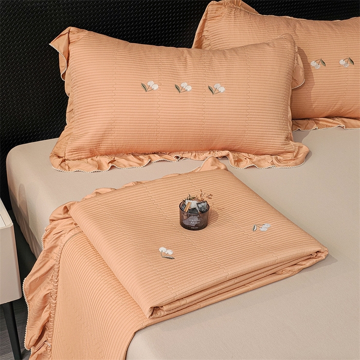 91家纺网 家纺一手货源 找家纺 2024新款OL家纺樱桃物语双面天丝三件套 栗咖