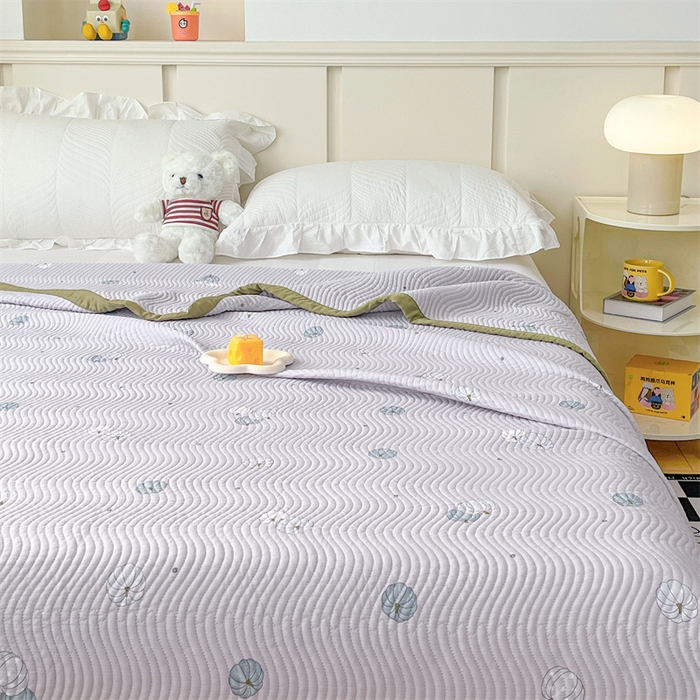 91家纺网 家纺一手货源 找家纺 OL家纺 2024新款单品天丝双面直角床盖 南瓜贝贝-灰