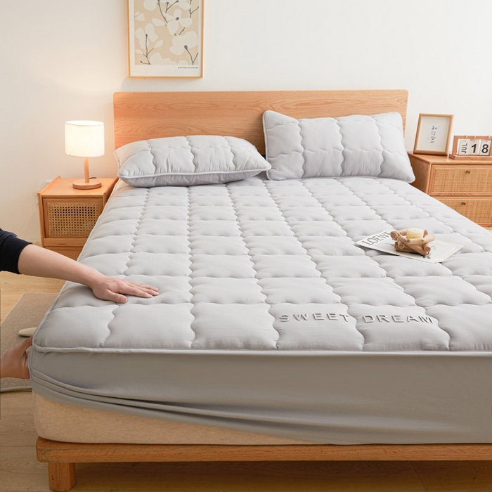 91家纺网 家纺一手货源 找家纺 喜居 2024新款A类水洗棉TPU防水床笠 美梦-雅灰 防水款