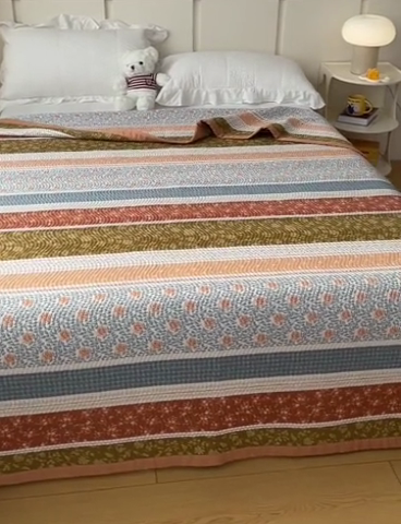 91家纺网 家纺一手货源 找家纺 OL家纺 2024新款单品天丝双面直角床盖 复古情怀