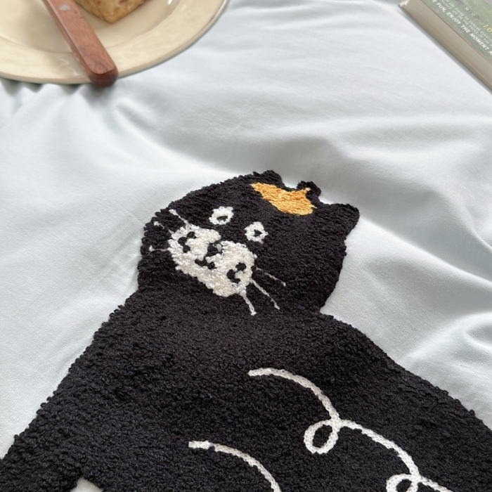 91家纺网 家纺一手货源 找家纺 柚子YOUTH 2024新款40支全棉水洗棉印+绣跑量款四件套 喵喵酱