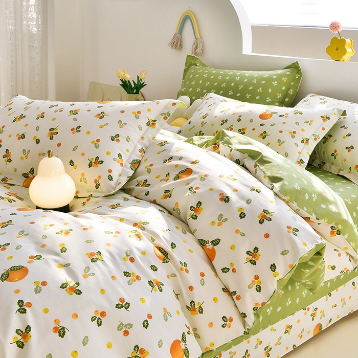 91家纺网 家纺一手货源 找家纺 登登 2024新款直播爆款清新风纯棉全棉三四件套 春日旅途