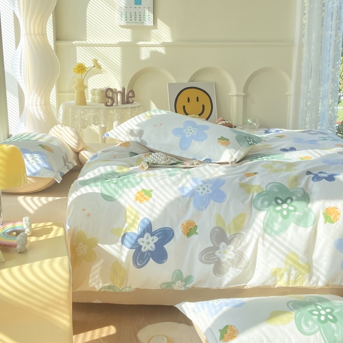 91家纺网 家纺一手货源 找家纺 珂博家纺 2024新款轻柔感全棉印花纯棉四件套 春暖花开