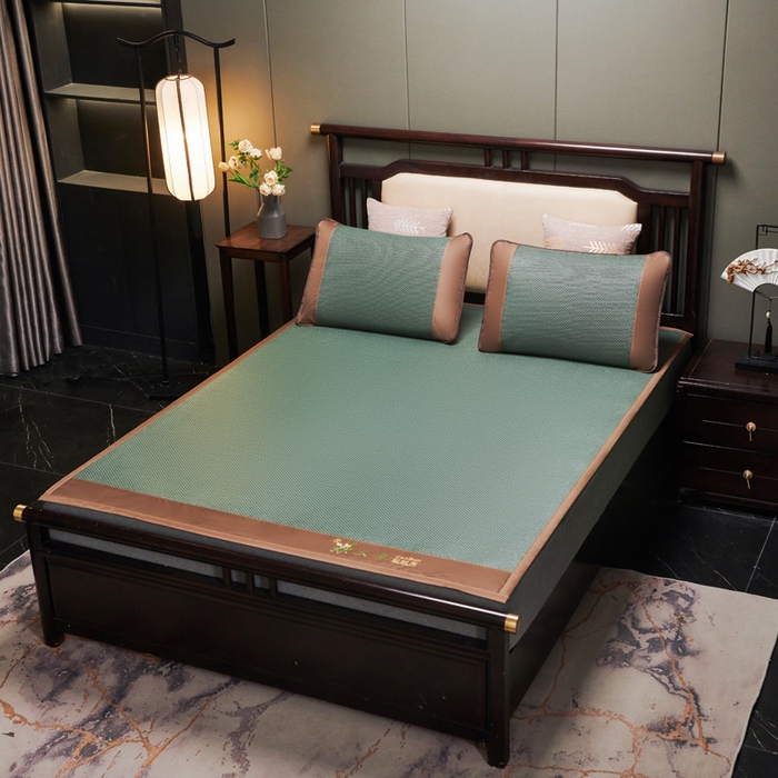 91家纺网 家纺一手货源 找家纺 青雅席业 2025新款半包印尼藤艾草无纺布席 艾草-绿