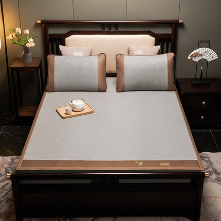 青雅席业 2025新款半包印尼藤艾草冰丝双面席 艾草-灰