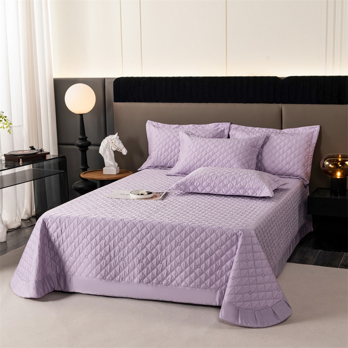 91家纺网 家纺一手货源 找家纺 OL家纺  2023新款单品天丝纯色床盖 紫色