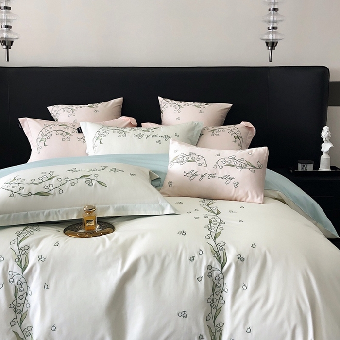 91家纺网 家纺一手货源 找家纺 卡姿 2024春夏优雅刺绣—微风铃兰 微风铃兰白