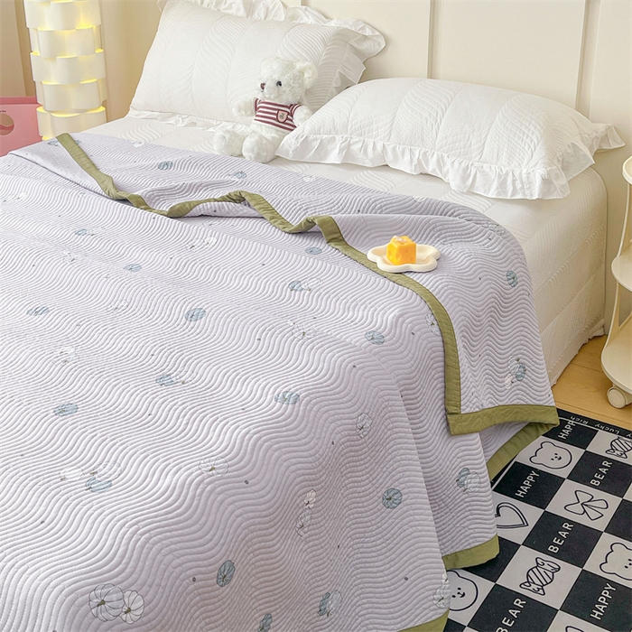 91家纺网 家纺一手货源 找家纺 OL家纺 2024新款单品天丝双面直角床盖 南瓜贝贝-灰