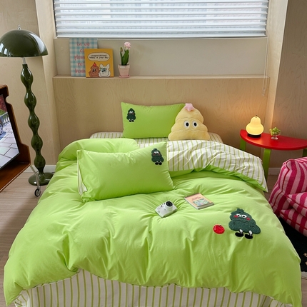 91家纺网 家纺一手货源 找家纺 （总）柚子YOUTH 2024新款40支全棉水洗棉印+绣跑量款四件套