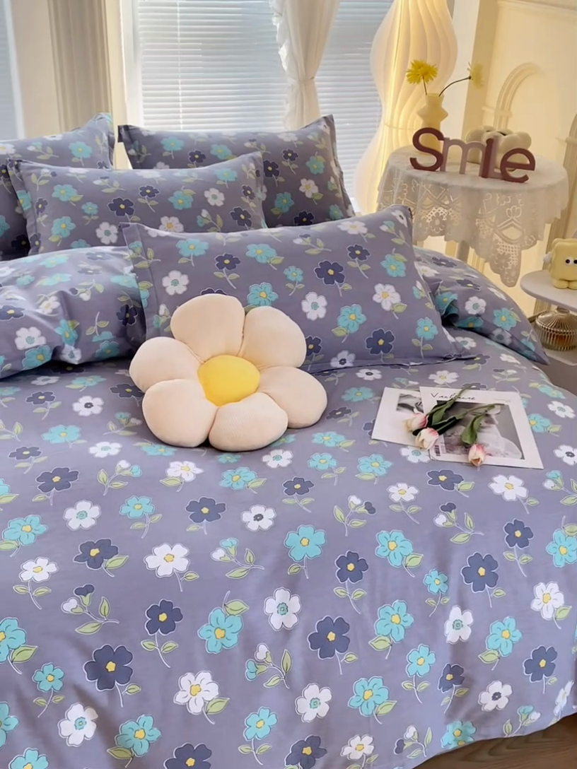 91家纺网 家纺一手货源 找家纺 珂博家纺 2024新款轻柔感全棉印花单品四件套系列-单枕套 蓝色庄园