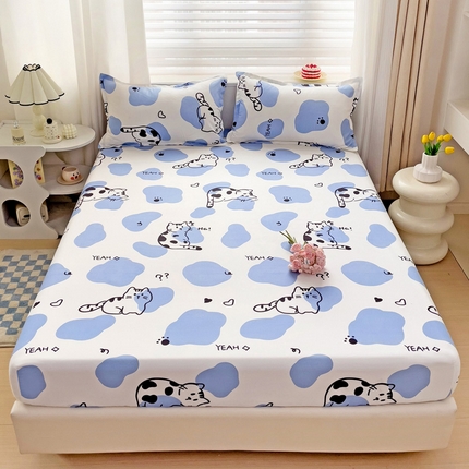 好亿来家纺 2025新款亲肤磨毛单层床笠 小奶猫