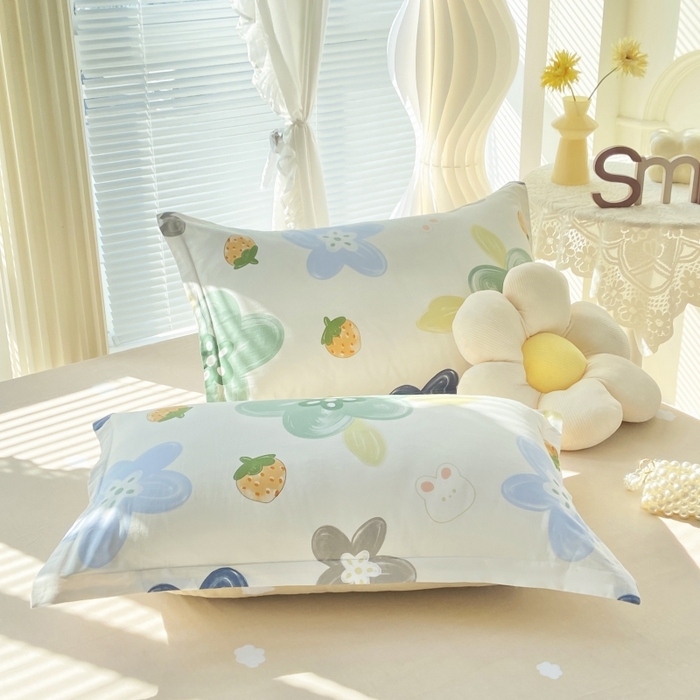 91家纺网 家纺一手货源 找家纺 珂博家纺 2024新款轻柔感全棉印花单品四件套系列-单床单单床笠 春暖花开