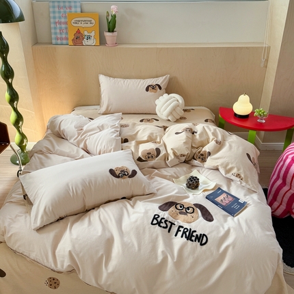 91家纺网 家纺一手货源 找家纺 （总）柚子YOUTH 2024新款40支全棉水洗棉印+绣跑量款四件套