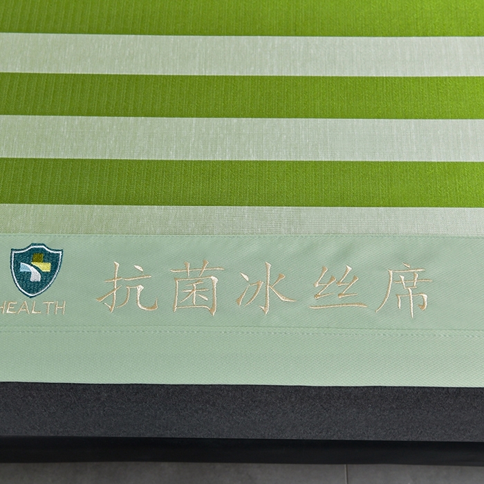 91家纺网 家纺一手货源 找家纺 简一 2024新款A类经典条纹抗菌冰丝席 苹果绿床单款