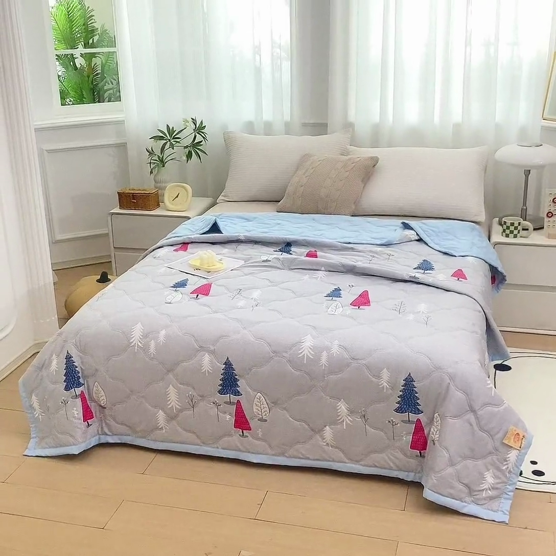 91家纺网 家纺一手货源 找家纺 爱派 2024直播爆款印花水洗棉夏被夏凉被空调被被子被芯 许愿树