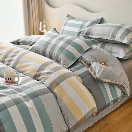 珂博家纺 2024新款轻柔感全棉印花纯棉四件套 花岗岩绿