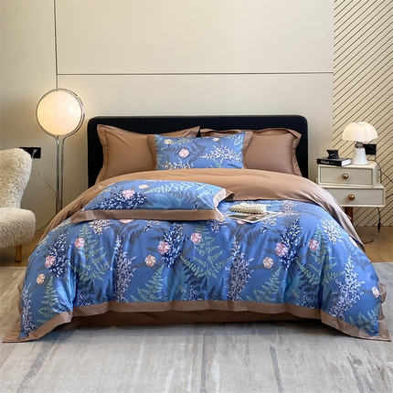 91家纺网 家纺一手货源 找家纺 （总）蓝米卡夫 2024新品-A类100支全棉活性数码拼角款-繁花系列