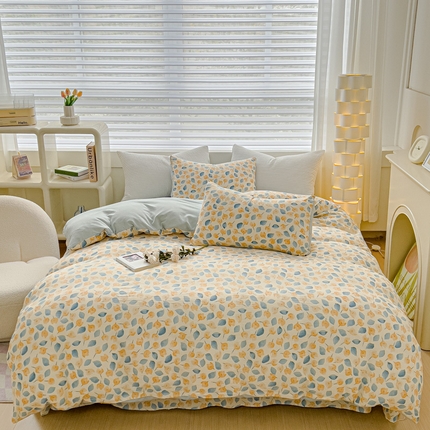 91家纺网 家纺一手货源 找家纺 可思家纺 2024新款A类水洗泡芙棉泡泡纱四件套 采薇-蓝