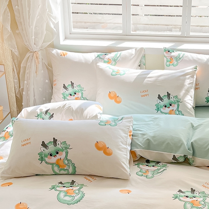 91家纺网 家纺一手货源 找家纺 （总）金鑫汇家纺 2024新款全棉纯棉卡通印花四件套单品系列-单枕套