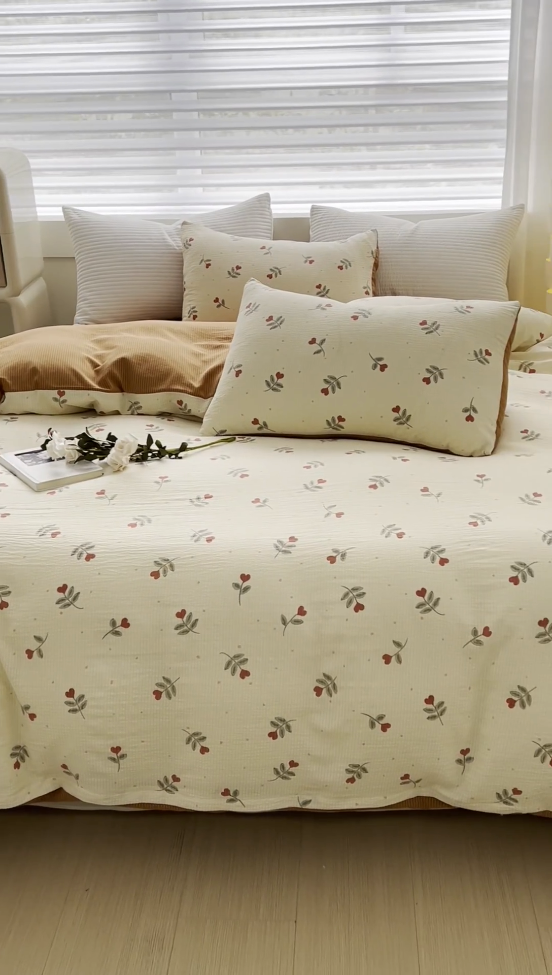 91家纺网 家纺一手货源 找家纺 可思家纺 2024新款A类水洗泡芙棉泡泡纱四件套 心相印