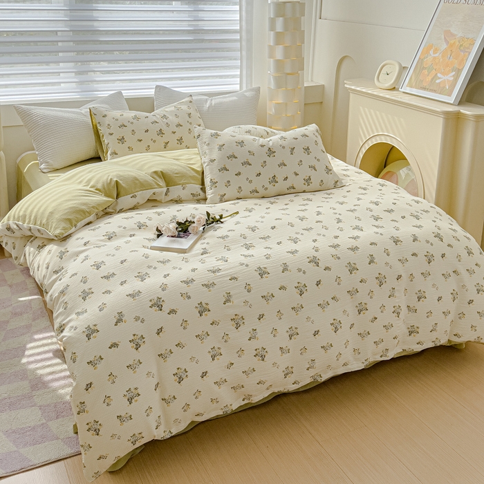 91家纺网 家纺一手货源 找家纺 可思家纺 2024新款A类水洗泡芙棉泡泡纱四件套 秘境