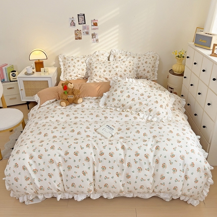 91家纺网 家纺一手货源 找家纺 （总）富米莱（原臻工厂） 2024新款小碎花花边夏被四件套