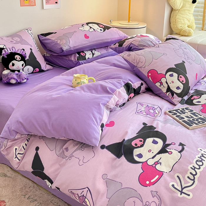 91家纺网 家纺一手货源 找家纺 桃子家居 2024新款三丽鸥正版授权全棉卡通系列四件套 棉三丽鸥-魔法库洛米