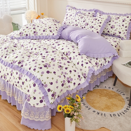 美之润家纺 2024新款床盖被套四件套 浮梦繁花 紫