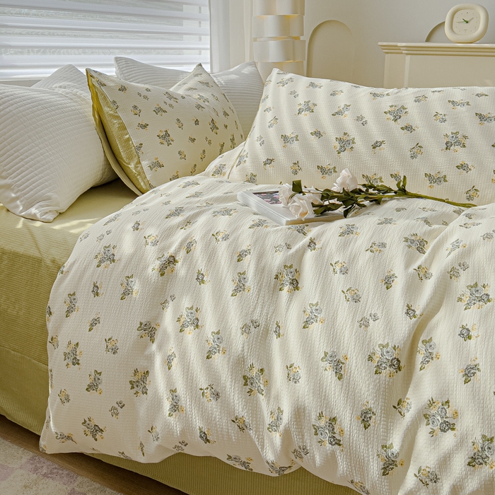 91家纺网 家纺一手货源 找家纺 可思家纺 2024新款A类水洗泡芙棉泡泡纱四件套 秘境