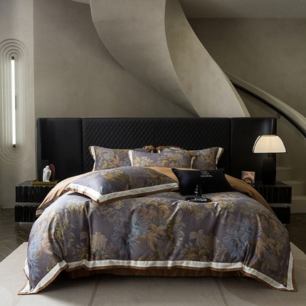 91家纺网 家纺一手货源 找家纺 （总）瑞雪 2024新款100S长绒棉数码印花款四件套-莎华