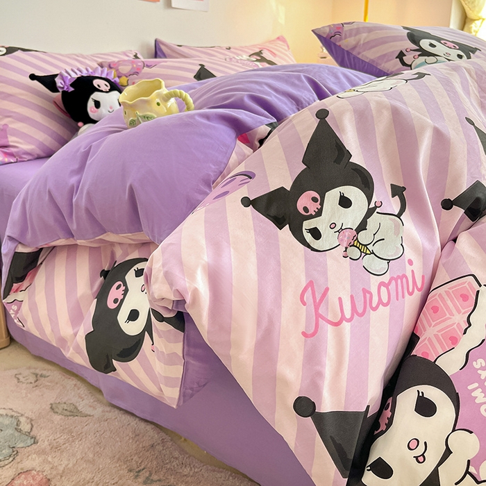 91家纺网 家纺一手货源 找家纺 桃子家居 2024新款三丽鸥正版授权全棉卡通系列四件套 棉三丽鸥-美美库洛米