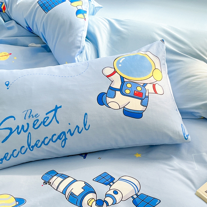 91家纺网 家纺一手货源 找家纺 金鑫汇家纺 2024新款全棉纯棉卡通印花四件套单品系列-单枕套 宇宙奥秘