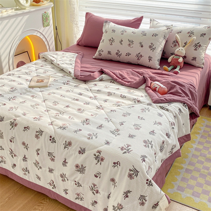 91家纺网 家纺一手货源 找家纺 可思家纺 2024新款A类泡泡纱夏被四件套 幽香