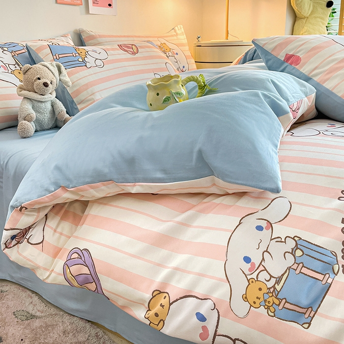 91家纺网 家纺一手货源 找家纺 桃子家居 2024新款三丽鸥正版授权全棉卡通系列四件套 棉三丽鸥-快乐旅行