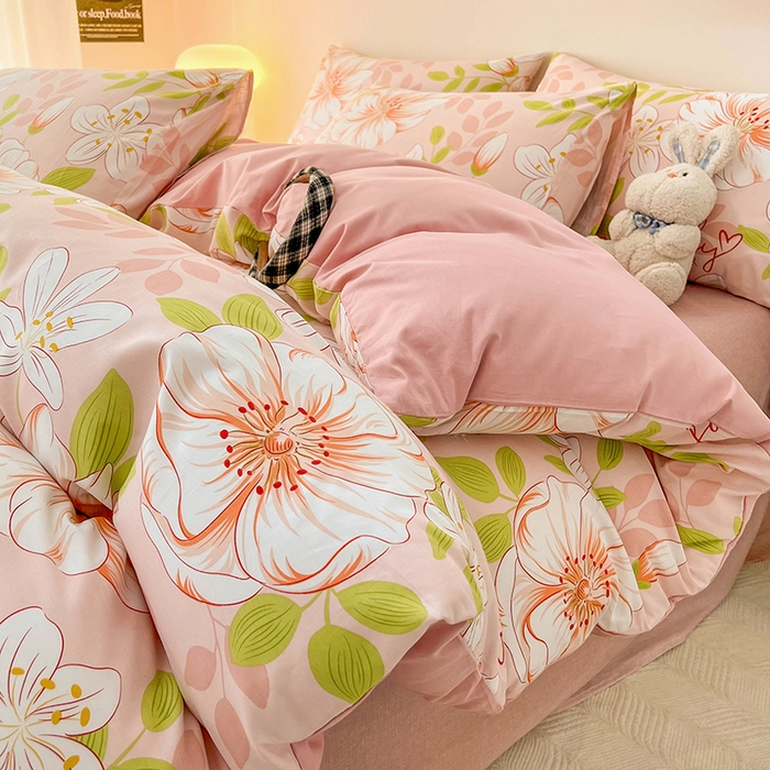 91家纺网 家纺一手货源 找家纺 金鑫汇家纺 2024新款全棉纯棉卡通印花四件套单品系列-四件套 繁花之恋