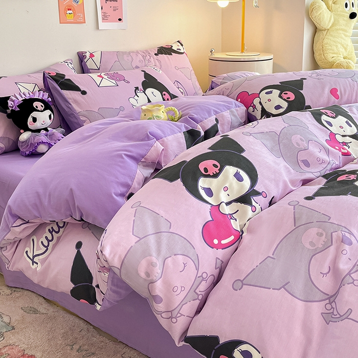 91家纺网 家纺一手货源 找家纺 桃子家居 2024新款三丽鸥正版授权全棉卡通系列四件套 棉三丽鸥-魔法库洛米