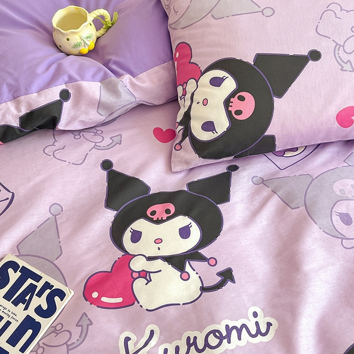 91家纺网 家纺一手货源 找家纺 桃子家居 2024新款三丽鸥正版授权全棉卡通系列四件套 棉三丽鸥-魔法库洛米
