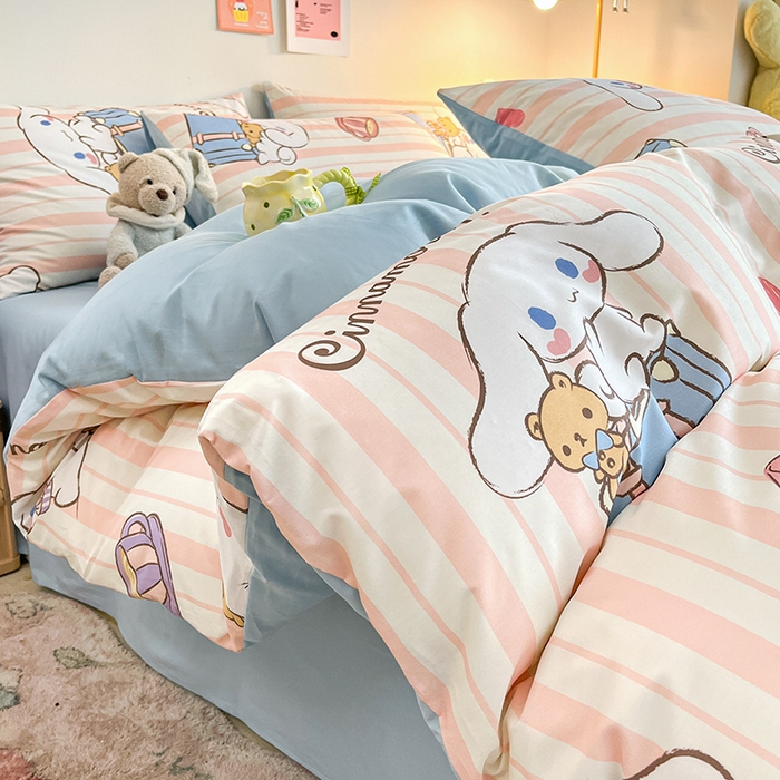 91家纺网 家纺一手货源 找家纺 桃子家居 2024新款三丽鸥正版授权全棉卡通系列四件套 棉三丽鸥-快乐旅行