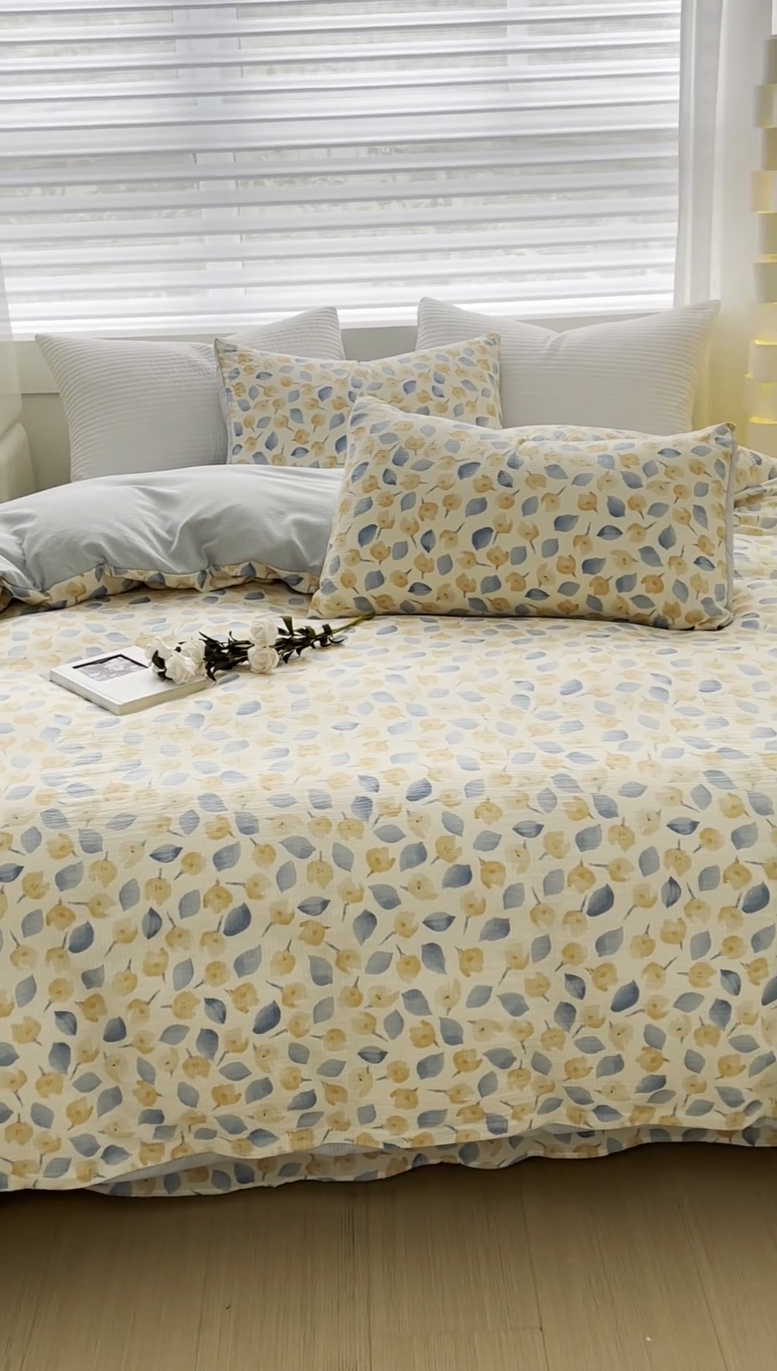 91家纺网 家纺一手货源 找家纺 可思家纺 2024新款A类水洗泡芙棉泡泡纱四件套 采薇-蓝