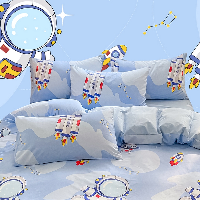 91家纺网 家纺一手货源 找家纺 金鑫汇家纺 2024新款全棉纯棉卡通印花四件套单品系列-单枕套 星际穿越