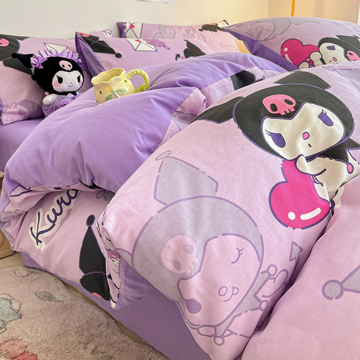 91家纺网 家纺一手货源 找家纺 桃子家居 2024新款三丽鸥正版授权全棉卡通系列四件套 棉三丽鸥-魔法库洛米