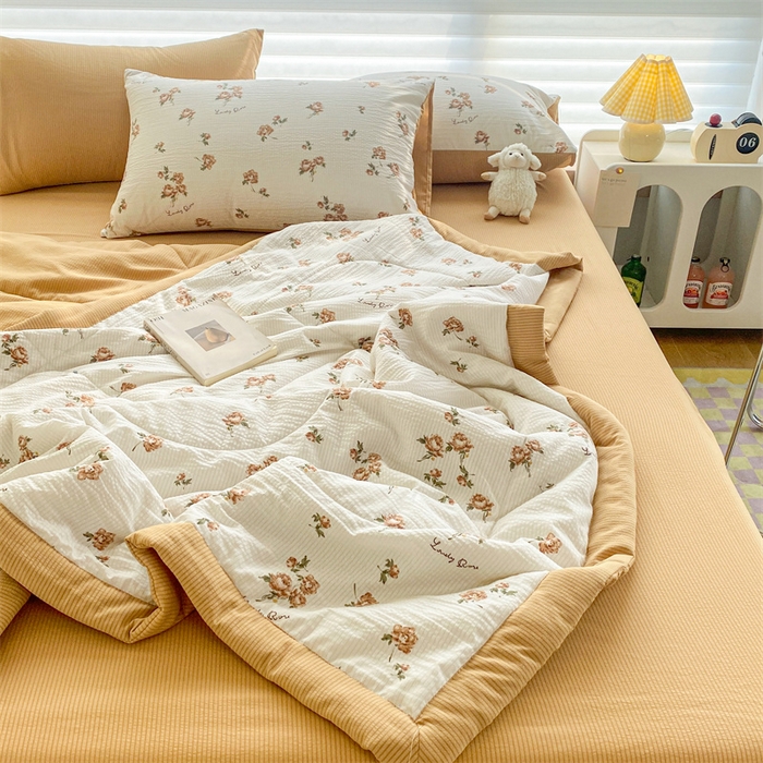 91家纺网 家纺一手货源 找家纺 可思家纺 2024新款A类泡泡纱夏被四件套 朝朝暮暮