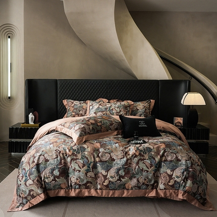 91家纺网 家纺一手货源 找家纺 （总）瑞雪 2024新款100S长绒棉数码印花款四件套-龙骧