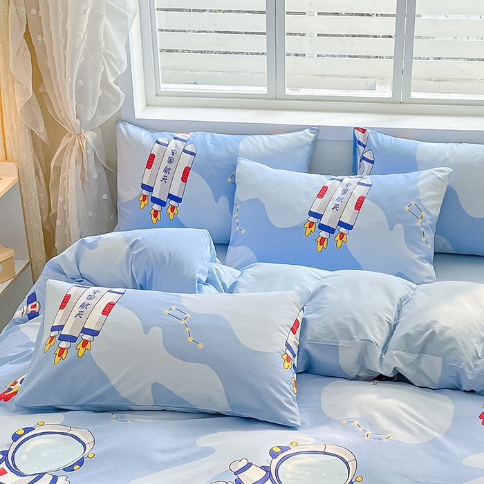 91家纺网 家纺一手货源 找家纺 金鑫汇家纺 2024新款全棉纯棉卡通印花四件套单品系列-单枕套 星际穿越