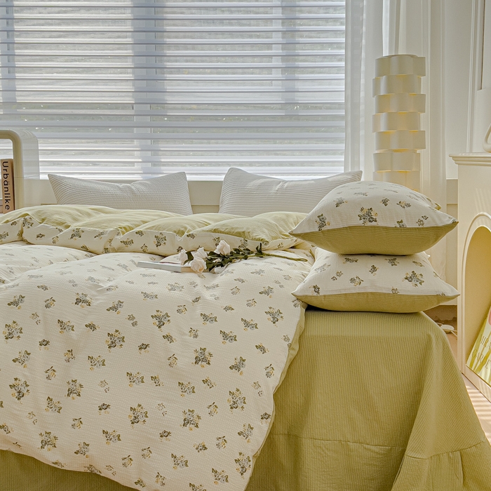 91家纺网 家纺一手货源 找家纺 可思家纺 2024新款A类水洗泡芙棉泡泡纱四件套 秘境