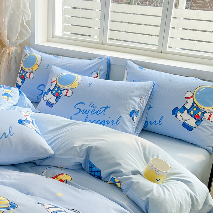 91家纺网 家纺一手货源 找家纺 金鑫汇家纺 2024新款全棉纯棉卡通印花四件套单品系列-单枕套 宇宙奥秘