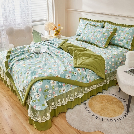 91家纺网 家纺一手货源 找家纺 美之润家纺 2024新款床盖款夏被四件套 花满城