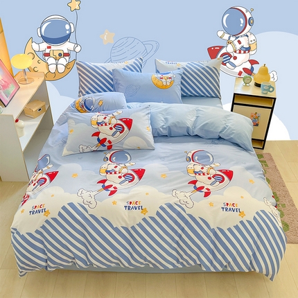 91家纺网 家纺一手货源 找家纺 （总）金鑫汇家纺 2024新款全棉纯棉卡通印花四件套单品系列-单被套