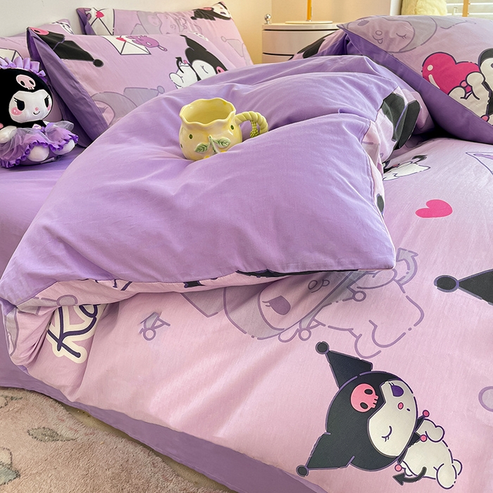 91家纺网 家纺一手货源 找家纺 桃子家居 2024新款三丽鸥正版授权全棉卡通系列四件套 棉三丽鸥-魔法库洛米