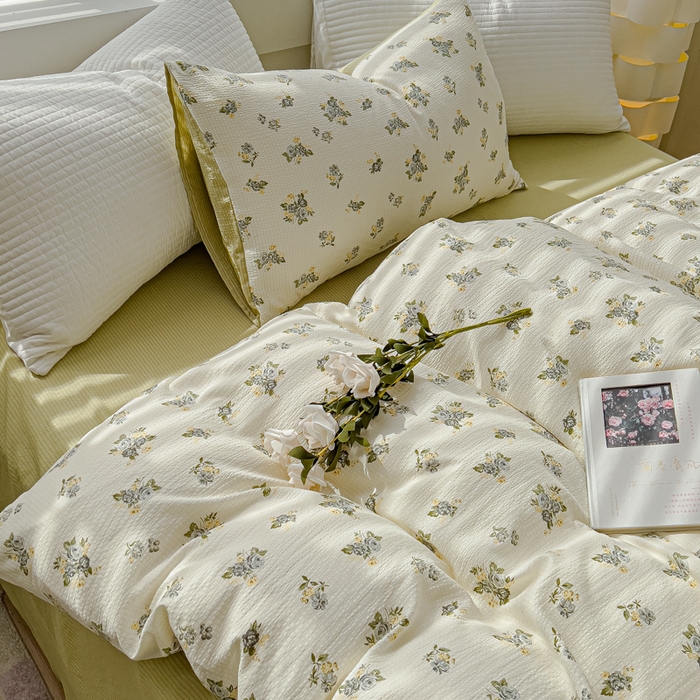 91家纺网 家纺一手货源 找家纺 可思家纺 2024新款A类水洗泡芙棉泡泡纱四件套 秘境